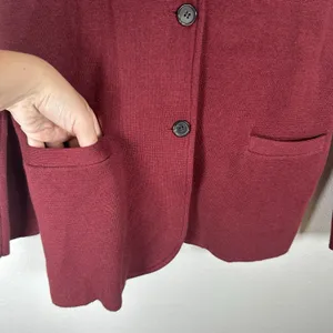 JCrew Sweater Blazer Sz Small Maroon Red Two Button Cardigan Jacket 100% Cotton thumbnail 4