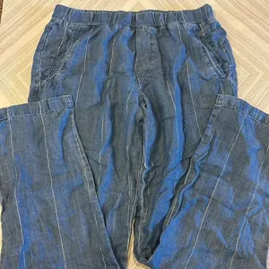 Bella Dahl Women’s Blue with Silver Stripe Loose Fittingf Elastic Waist Pants thumbnail 2