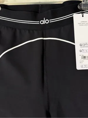 New nwt Alo yoga heart throb leggings black white large authentic thumbnail 2