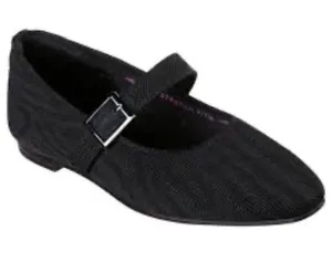 Skechers Black Mary Jane Pointed Ballet Flat with Buckle thumbnail 1