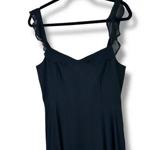 NEW Lulus Dreamy Admiration Black Ruffled Sweetheart Chiffon Maxi Dress Large thumbnail 7