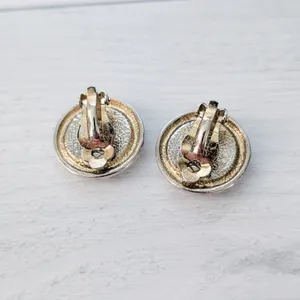 Vintage Clip On Earrings Orange & Cream Circle thumbnail 8