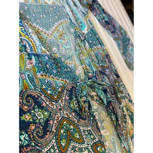 R.Vivimos Paisley Maxi Dress Cardigan Tie Front Bell Sleeve Duster Teal S thumbnail 7