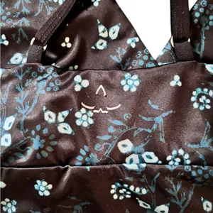 Beyond Yoga Lux Criss-Cross Cropped Yoga Tank Sz M Black Blue Floral Printed thumbnail 3