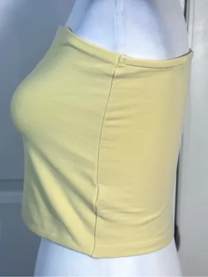 GAP Petite Tube Top S Butter Yellow Strapless Cotton Y2K Bandeau Cropped Stretch thumbnail 4