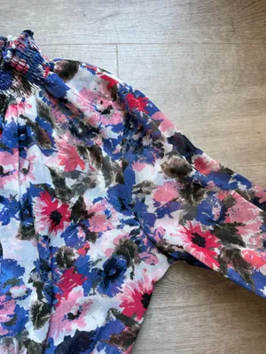 Misa Los Angeles Savanna Floral Asymmetrical Ruffle Layer Dress Size M Mock Neck thumbnail 8