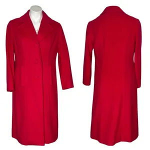 PETER PAN Tailors Red Coat Midi Lined Handmade Womens Small VINTAGE Hong Kong thumbnail 14