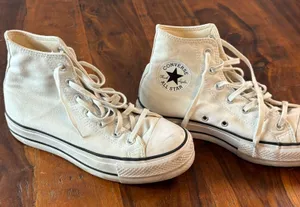 Converse Chuck Taylor All Star Platform High Top White Canvas Sneakers thumbnail 1