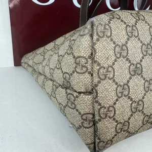 GUCCI GG Supreme Monogram Medium Zippered Shopping Tote Dark Brown. thumbnail 8