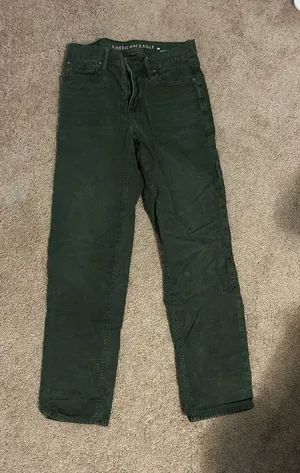 Green Straight Leg American Eagle Corduroy Mom Jeans thumbnail 1