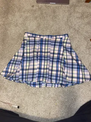 SO Pink Plaid Mini Skirt Blue Size 8 thumbnail 2