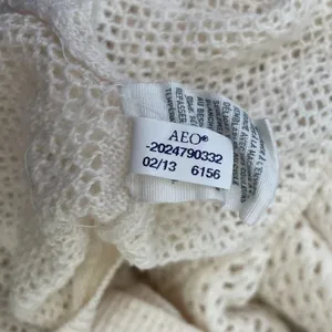 American Eagle Size Small Cream Peplum Sweater Boho Coquette Crochet Romantic thumbnail 6