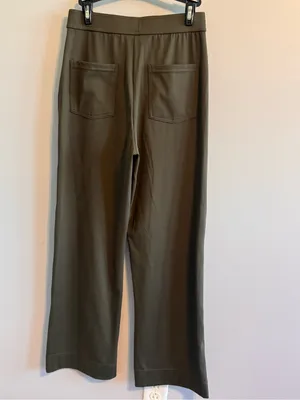NWT Olive Green Halara High Rise Wide Leg Pants Button Front Career Casual Mediu thumbnail 4