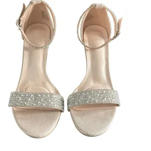 DB Studio Gabey 1 Sandals Champagne Pearl Crystal‎ Block Heel 3.25" Wedding thumbnail 3