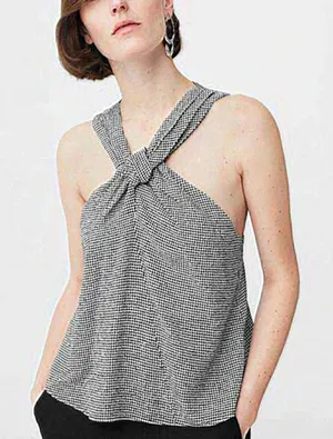 MANGO Gingham Halter‎ Twist Top Size XXS thumbnail 1
