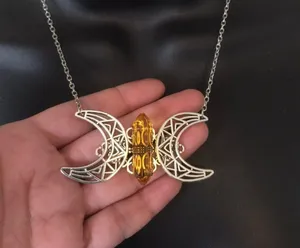 Citrine Crystal Crescent Necklace thumbnail 4