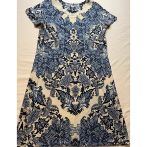 White House Black Market Dress Women Medium Blue White Paisley‎ Shift Casual thumbnail 7