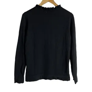 J.Crew Black Ruffleneck Long Sleeve Crewneck Pullover Sweater Size L thumbnail 5