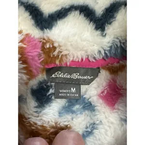 Eddie Bauer‎ 1/4 Zip Fleece Jacket Women Size Medium Aztec Country Preppy Fluffy thumbnail 3