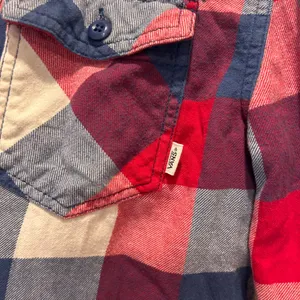 Vans Plaid Flannel Shirt Long Sleeve‎ Button Up Red Blue Cream Mens Large Y2K thumbnail 5