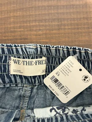 Free People We The Free Lady Luck Paperbag Shorts Jackpot Denim Cotton XS thumbnail 5