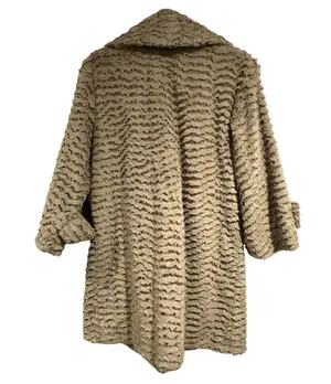 Cynthia Steffe ruffled faux fur beige tan winter coat size medium EUC thumbnail 3