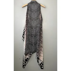 Sheer Asymmetrical Duster Size S M Black Pink Polka Dot Artsy Drape Flowy Chic thumbnail 7