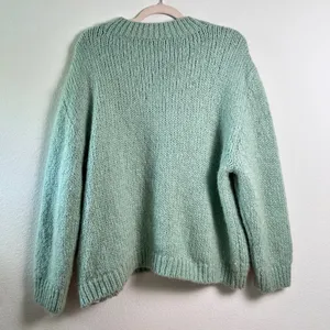 Zara Women’s Mint Green Wool Blend Chunky Cable Knit Sweater Large Long Sleeve‎ thumbnail 5