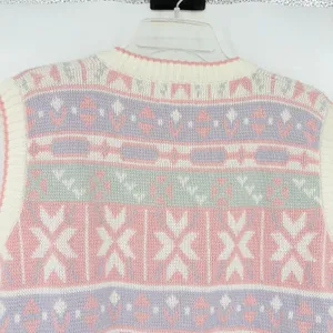 Vtg Jantzen 80s Sweater Womens Vest Sz L Fair Isle Pastel Cottagecore Grandma thumbnail 6