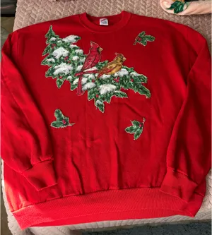 Vintage 90’s Red JERZEES Embroidered Christmas Sweater thumbnail 1