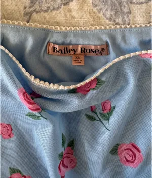 Boutique Baby blue maxi skirt floral print thumbnail 2