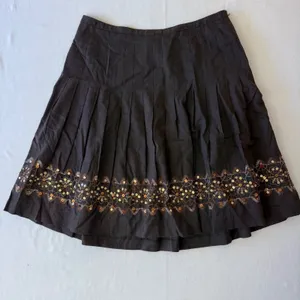 Ann Taylor Loft Brown Linen Blend Pleated Sequin Hem A-Line‎ Skirt Womens 10 thumbnail 5