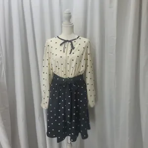 Kate Spade Perfect Heart Romantic Dress Size L Tie Keyhole Neck Black Cream NWOT thumbnail 11