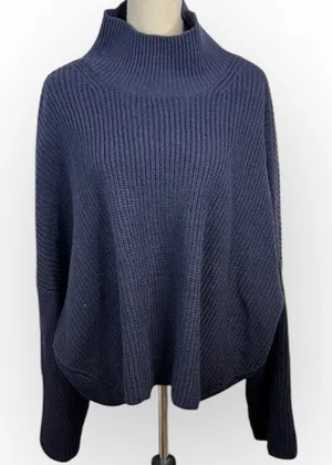 Topshop Drop shoulder Pullover Mock Neck Oversized Sweater Blue Size L US 12 thumbnail 1