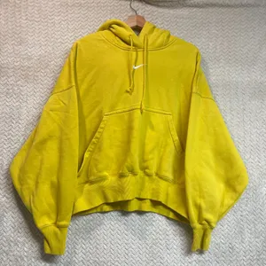 Nike Center Swoosh Yellow Oversized Boxy Pullover Hoodie‎ Streetwear Small thumbnail 3