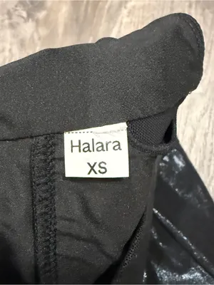 NWOT Halara Shiny Dusty Black SoftlyZero Faux Leather Halter Cropped Tank Top thumbnail 6