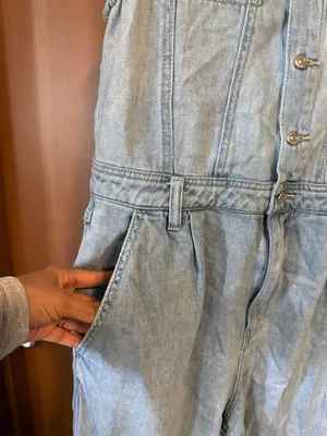 Free People - We The Free Blue Fast Car Sleeveless Denim Utility Jumpsuit Sz: S thumbnail 8