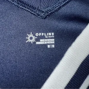 Offline by Aerie ChillUp Navy V-Neck Athleisure Dress with White Trim thumbnail 13