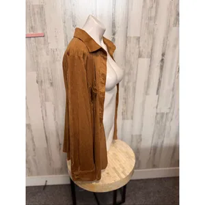 Grace The Perfect Fit Brown Faux Suede Button Up Shirt Womens Size XL Shacket thumbnail 4