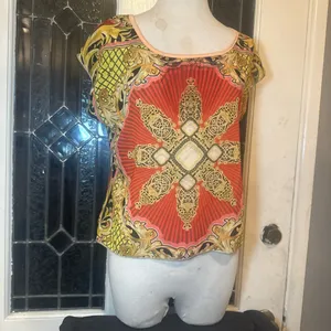 Y2K Helium Ornate Baroque Print Top | Keyhole Back | Size S thumbnail 2