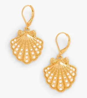 Talbots Gold & Pearl Shell Drop Earrings NWT thumbnail 1