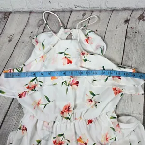 LUSH White Floral High Low Halter Maxi Dress Small DR95222P-006‎ Ruffle Neck thumbnail 5