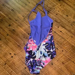 Roxy tropical coconutgirl pink purple one piece swimsuit thumbnail 2
