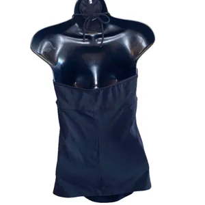 Robin Piccone Black Ruched Tankini Swim Top‎ Medium Halter Swimwear thumbnail 4