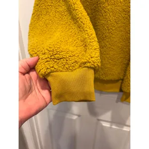 Old Navy Womens Mustard Yellow Sherpa Teddy Fleece‎ Pullover Sweatshirt Large thumbnail 4