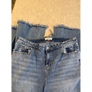 Arula Blue Lace Up Back Flare Jeans Frayed Hem Medium Wash Size 14 thumbnail 8