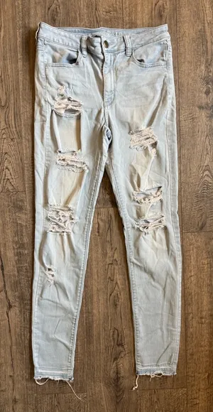 American Eagle Women’s Distressed Hi Rise Jegging Jean- Size 10 thumbnail 1