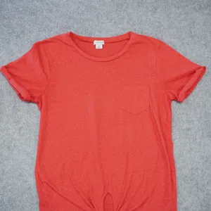 J. Crew Women's Size Small Coral Cotton Tee Shirt Tie Knot Front Casual Soft thumbnail 2