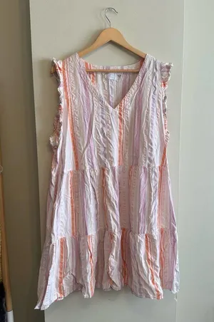Time and Tru Women's Striped Flutter Sleeve Dress Size XXL thumbnail 2