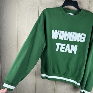 BEACH RIOT Anthropologie Winning Team Crewneck Sweatshirt Sz Small Green Varsity thumbnail 2